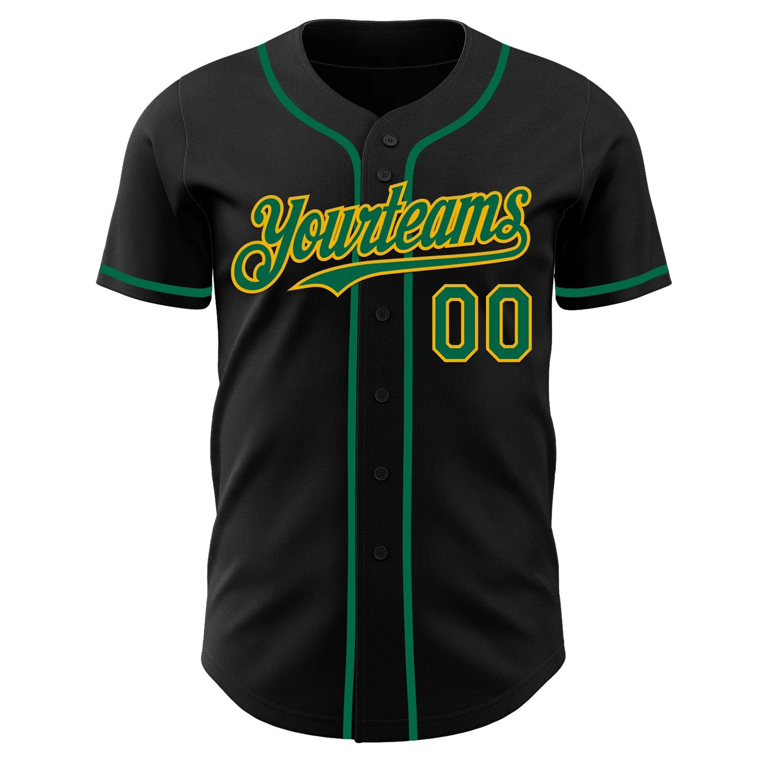 Custom Black Kelly Green-Gold Authentic Baseball Jersey - Image 2