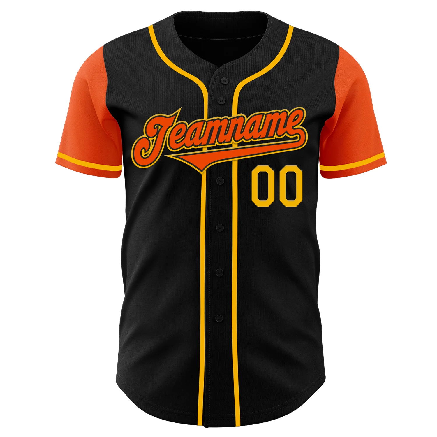 Custom Black Orange-Gold Authentic Two Tone Baseball Jersey - Image 2