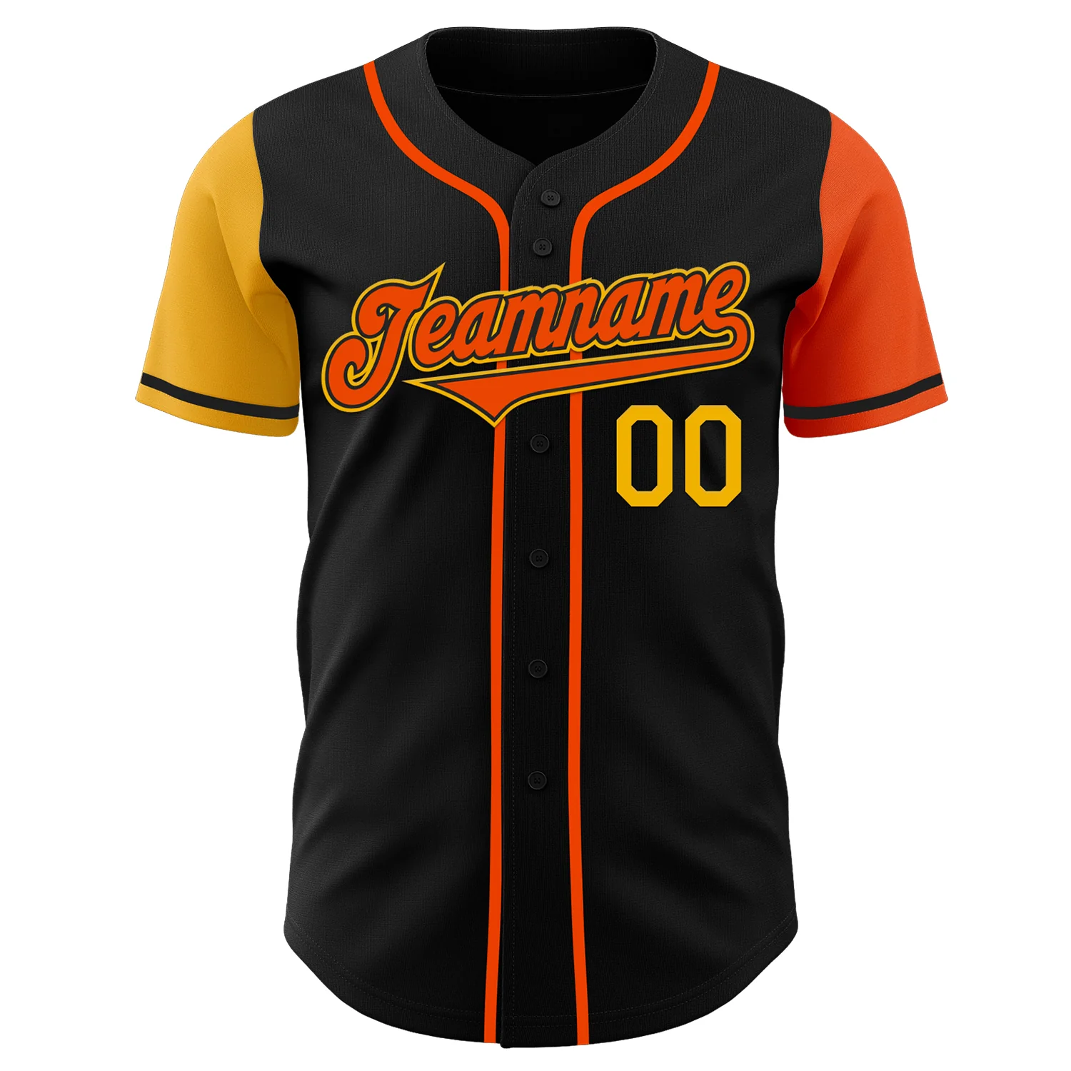 Custom Black Orange-Gold Authentic Two Tone Baseball Jersey - Image 2