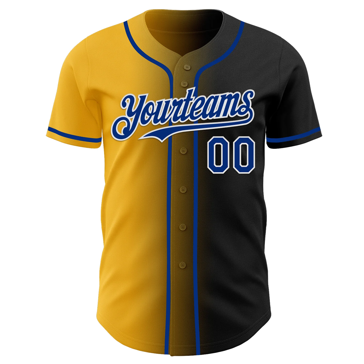 Custom Black Royal Gold-White Authentic Gradient Fashion Baseball Jersey - Image 2