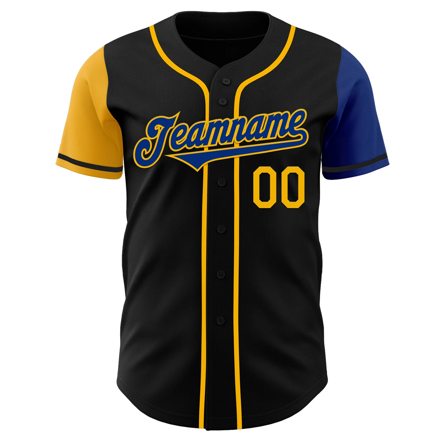 Custom Black Royal-Gold Authentic Two Tone Baseball Jersey - Image 2