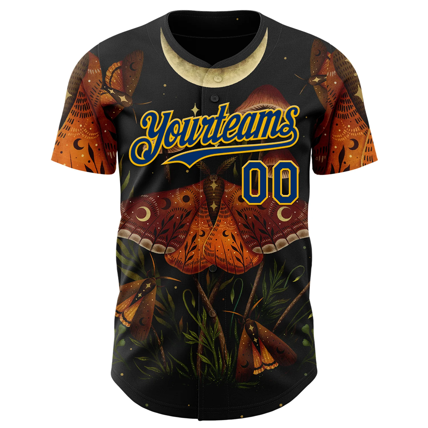 Custom Black US Navy Blue-Gold Episodic Drawing Autumn Light Underwings Authentic Baseball Jersey - Image 2