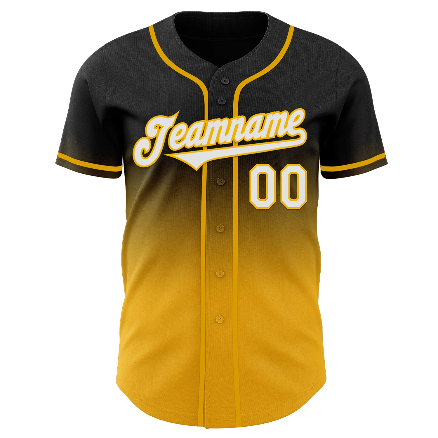 Custom Black White-Gold Authentic Fade Fashion Baseball Jersey - Image 2