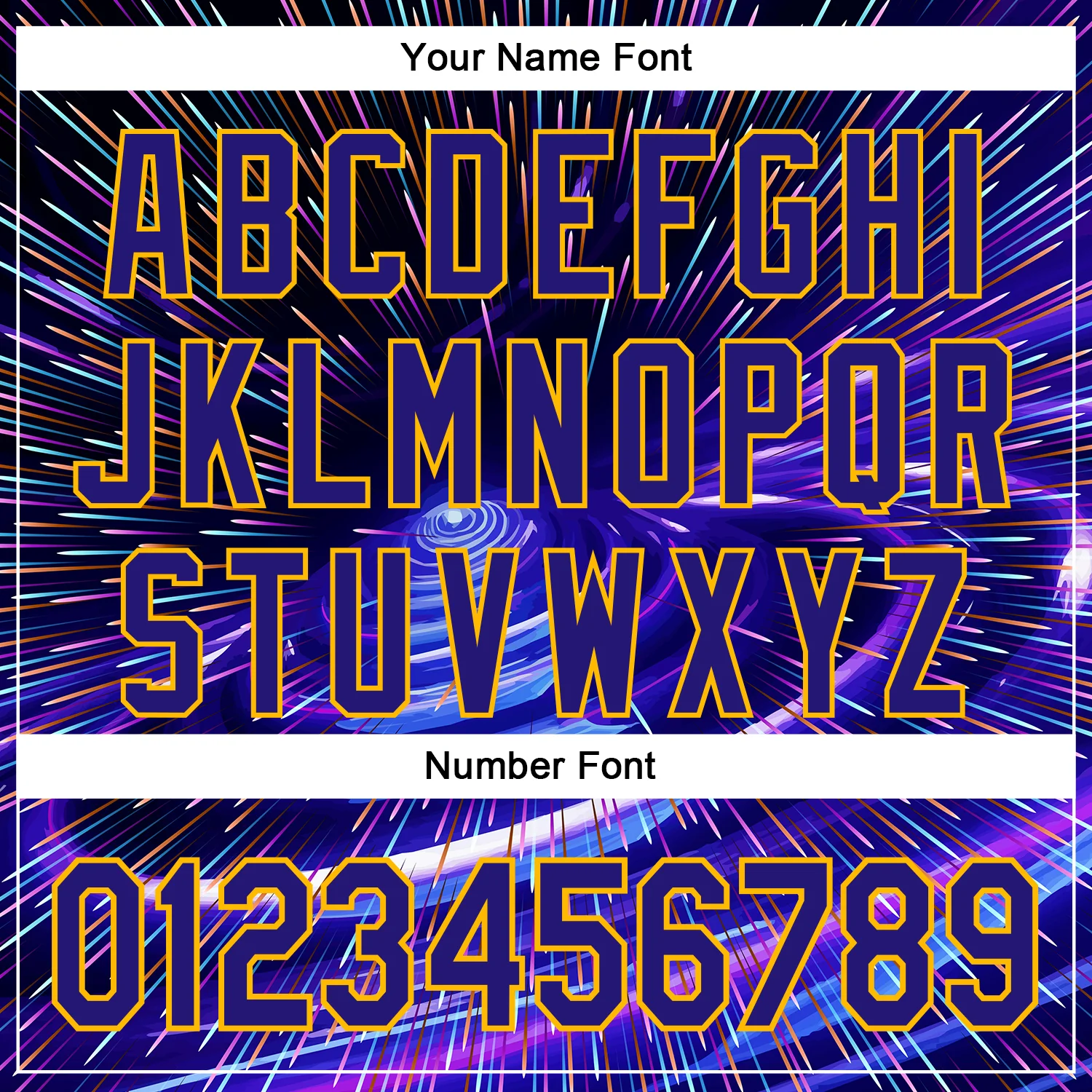 Custom Blue Dark Purple-Gold 3D Pattern Design Outer Space Time Travel Authentic Baseball Jersey - Image 5