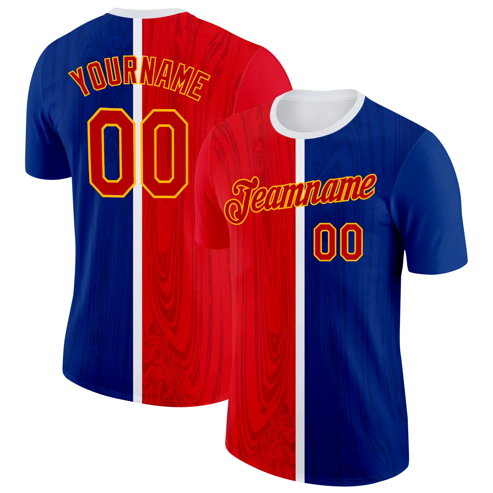 Custom Blue Red Gold-White Haiti Subtle Soccer Jersey Performance T-Shirt