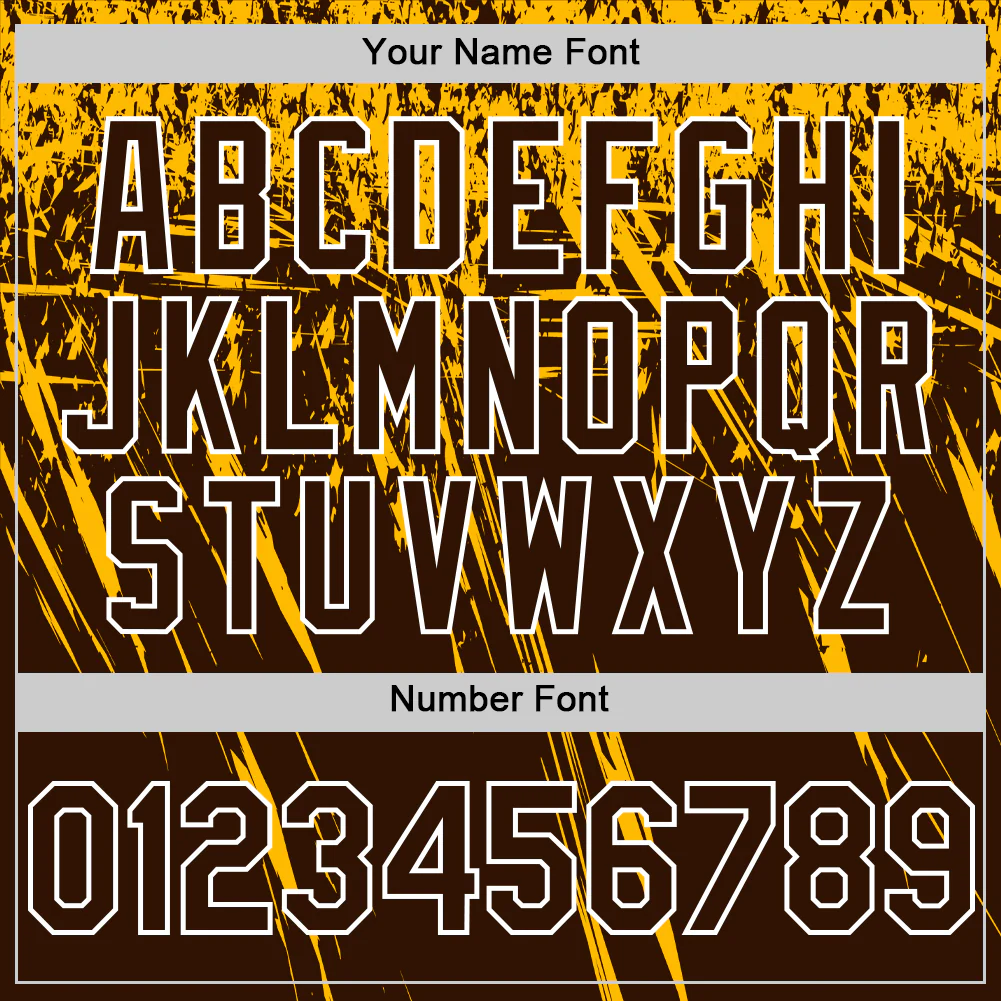 Custom Brown Gold-White Distressed Scratch Brush Stroke Authentic Baseball Jersey - Image 5