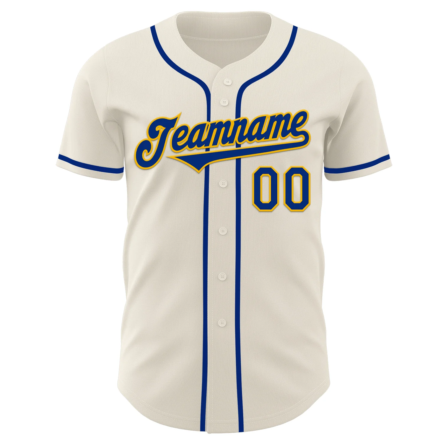 Custom Cream Royal-Gold Authentic Baseball Jersey - Image 2