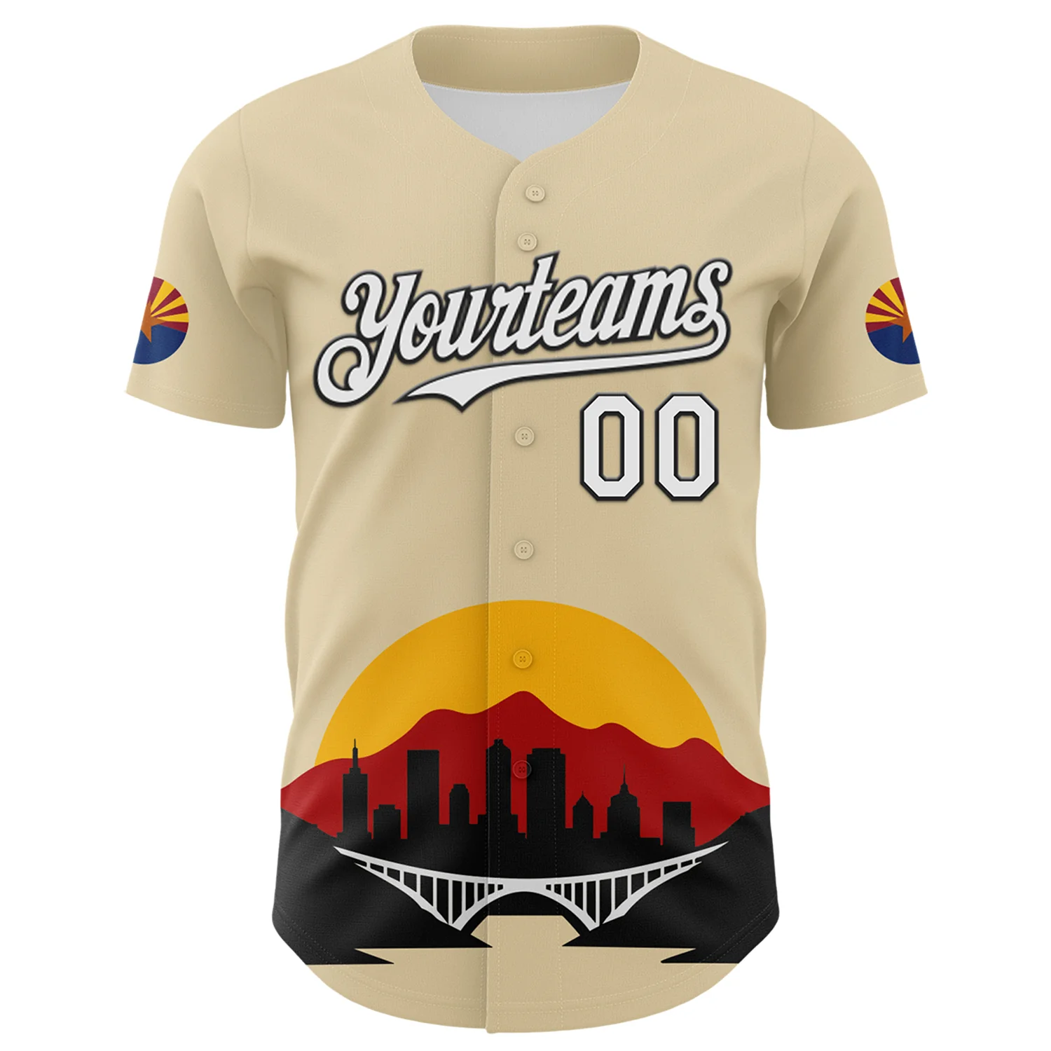 Custom Cream White Gold Red-Black 3D Urban City Edition Sports Authentic Baseball Jersey - Image 2