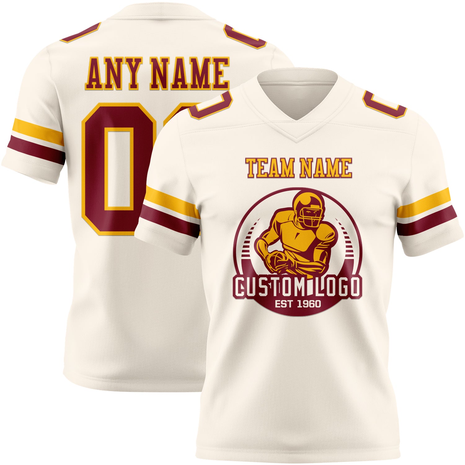 Custom Cream Crimson-Gold Authentic Football Jersey - Image 2