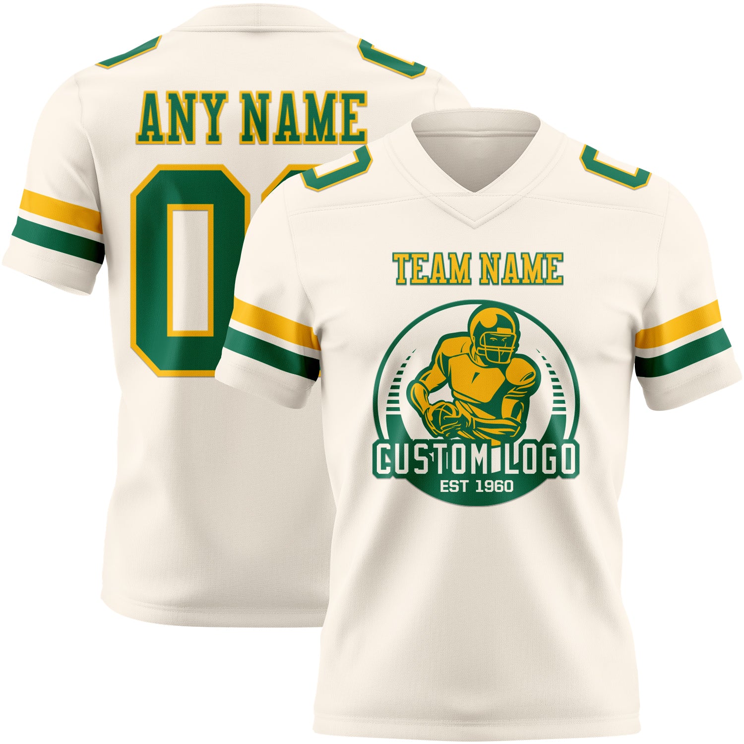 Custom Cream Kelly Green-Gold Authentic Football Jersey - Image 2