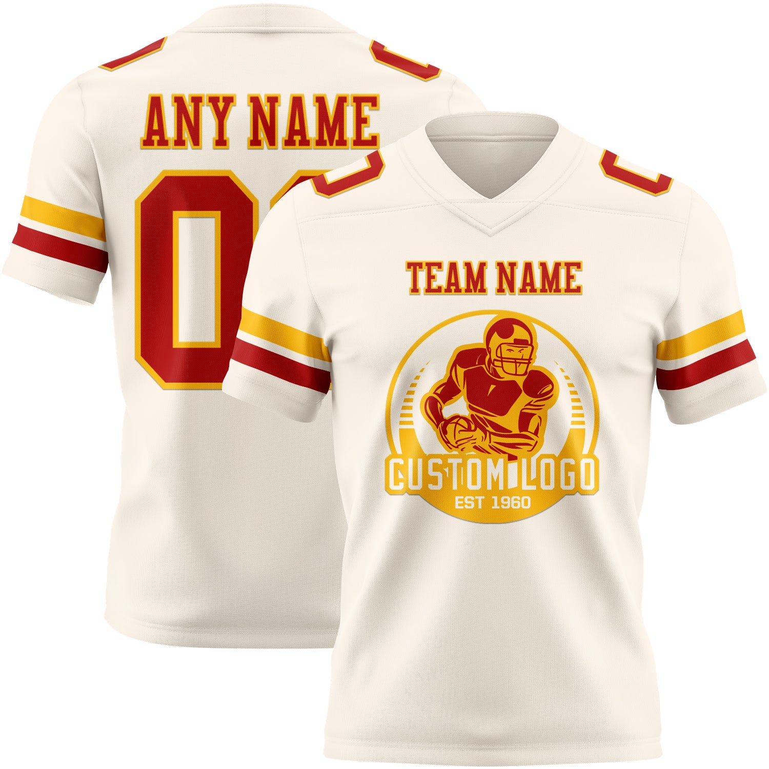 Custom Cream Red-Gold Authentic Football Jersey - Image 2