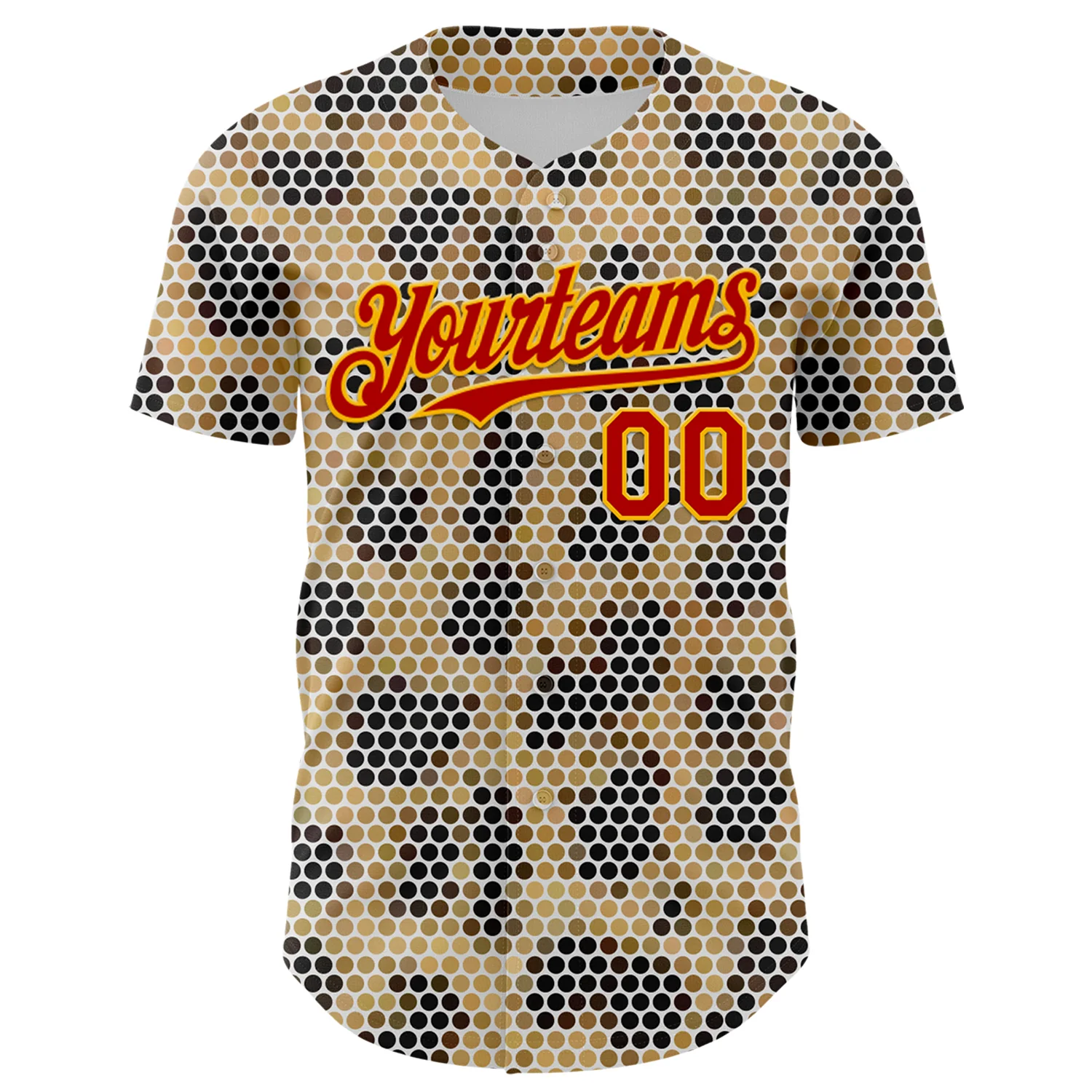 Custom Cream Red-Gold 3D Pattern Design Burner Costumes Leopard Mosaic Authentic Baseball Jersey - Image 2