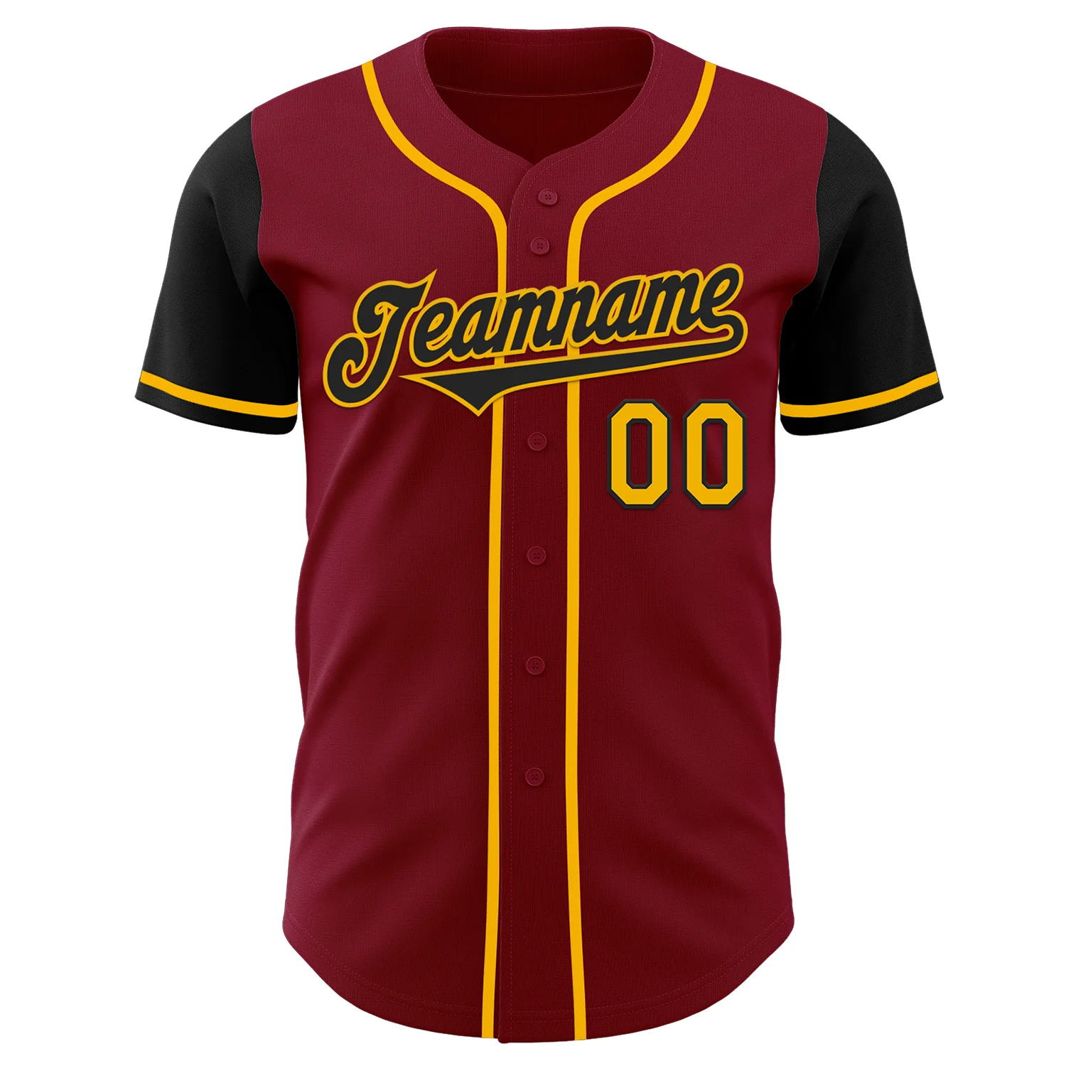 Custom Crimson Black-Gold Authentic Two Tone Baseball Jersey - Image 2