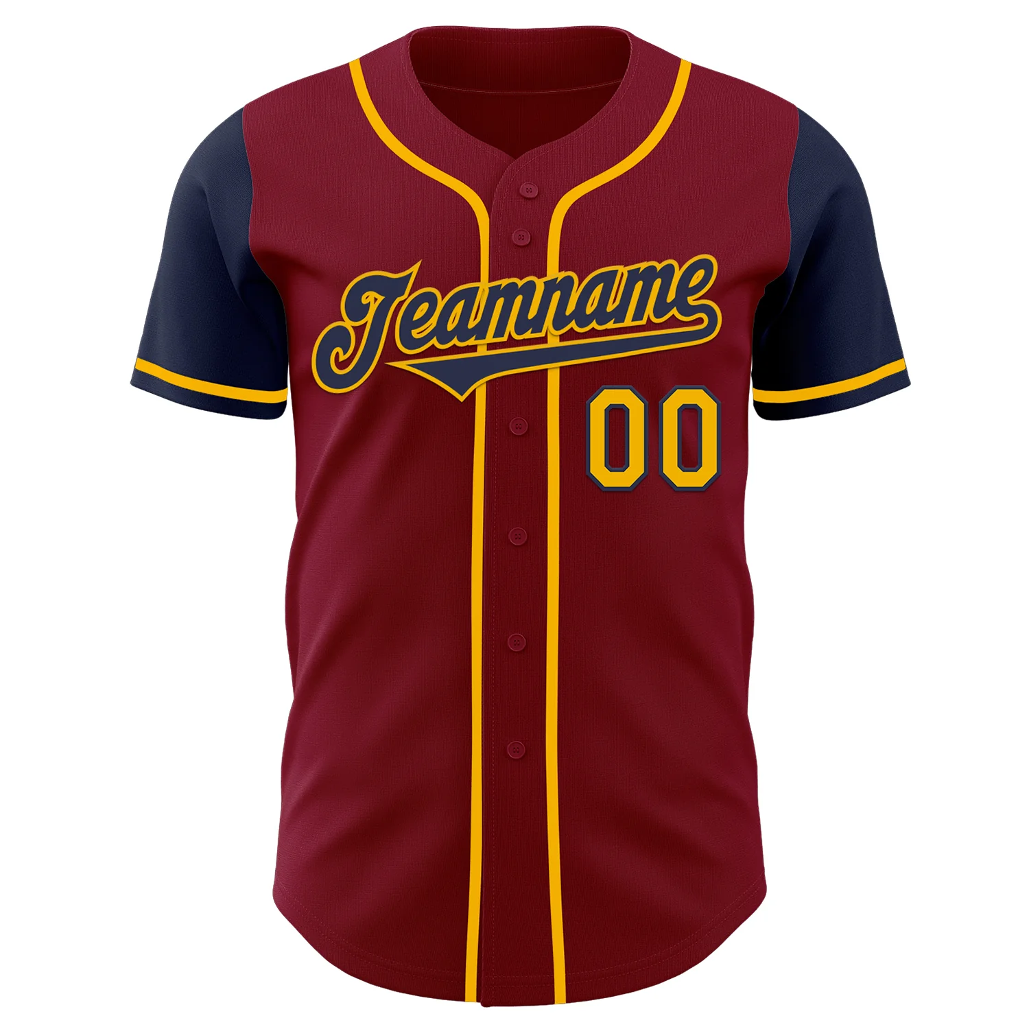 Custom Crimson Navy-Gold Authentic Two Tone Baseball Jersey - Image 2