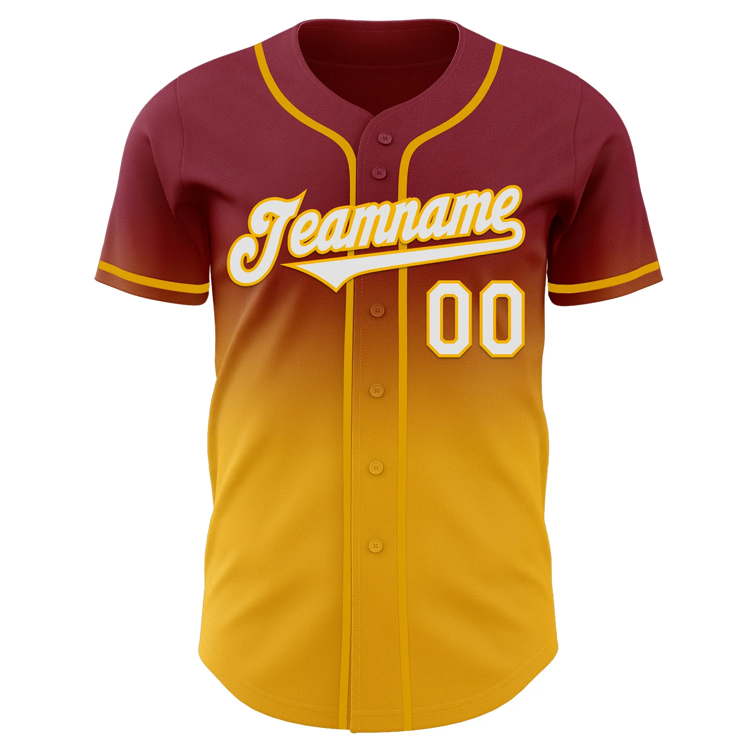 Custom Crimson White-Gold Authentic Fade Fashion Baseball Jersey - Image 2