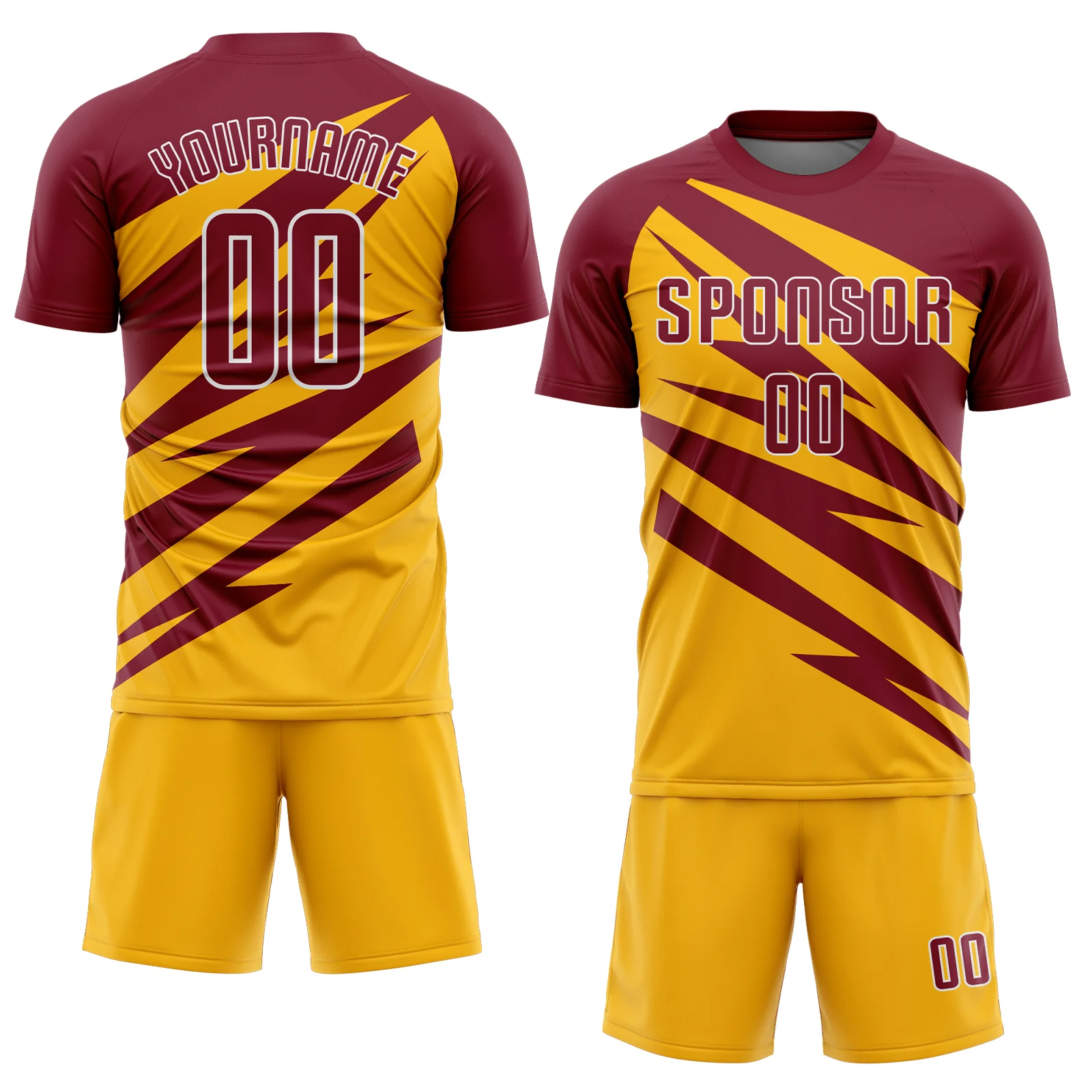 Custom Crimson Gold-White Abstract Line Sports Sublimation Soccer Uniform Jersey - Image 2