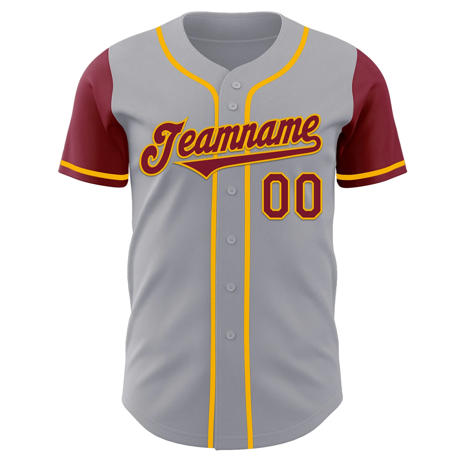 Custom Gray Crimson-Gold Authentic Two Tone Baseball Jersey - Image 2