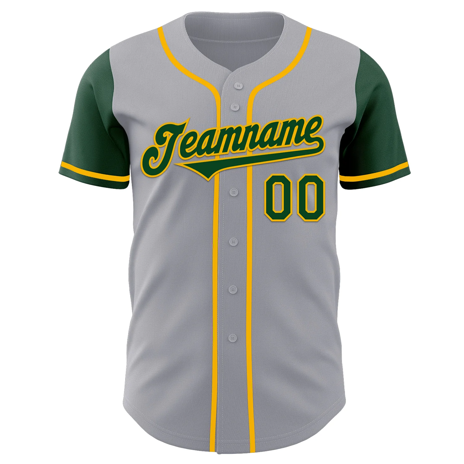 Custom Gray Green-Gold Authentic Two Tone Baseball Jersey - Image 2
