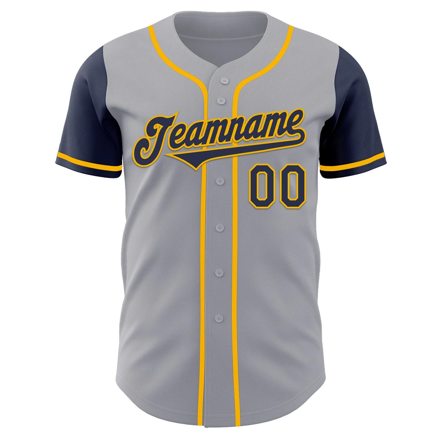 Custom Gray Navy-Gold Authentic Two Tone Baseball Jersey - Image 2