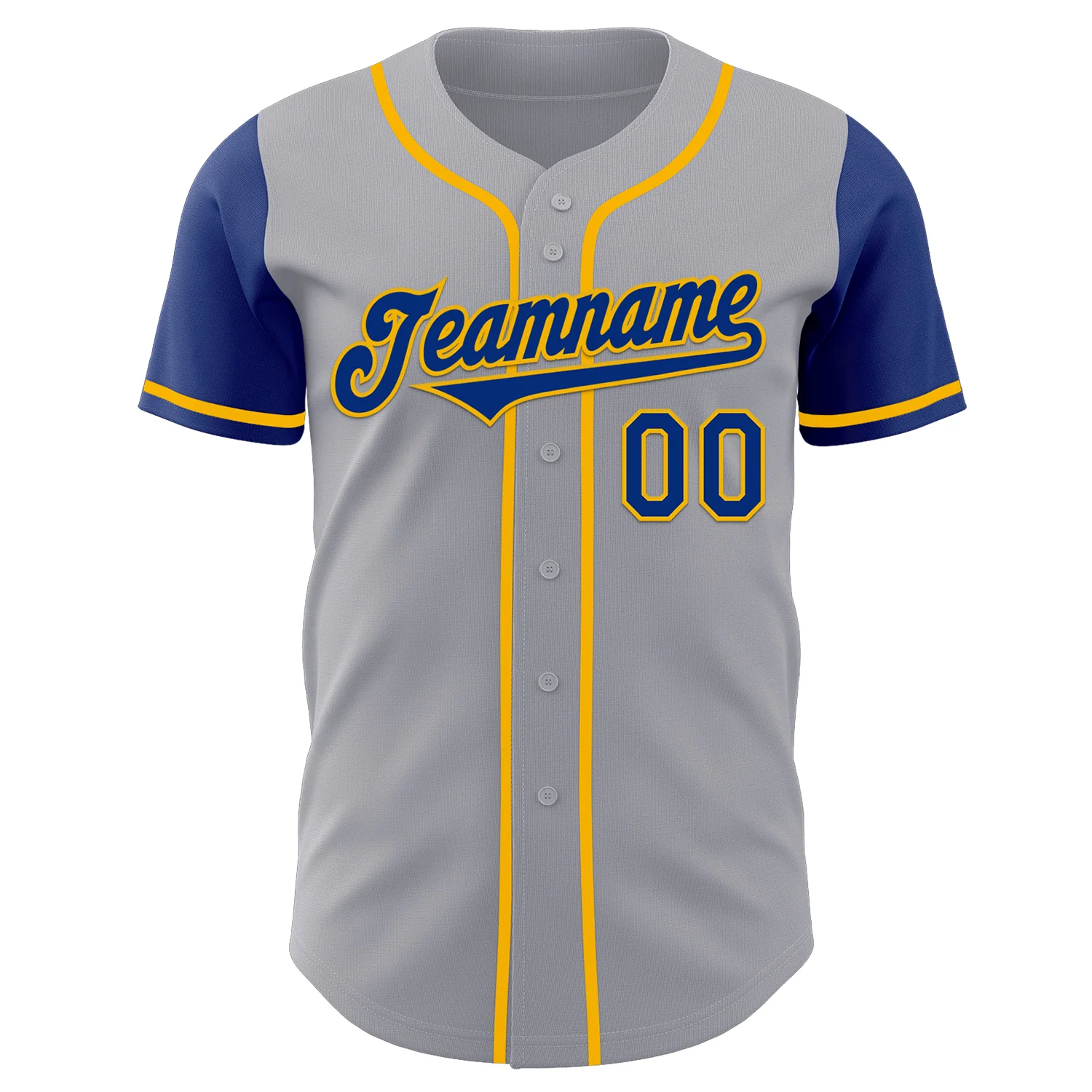 Custom Gray Royal-Gold Authentic Two Tone Baseball Jersey - Image 2