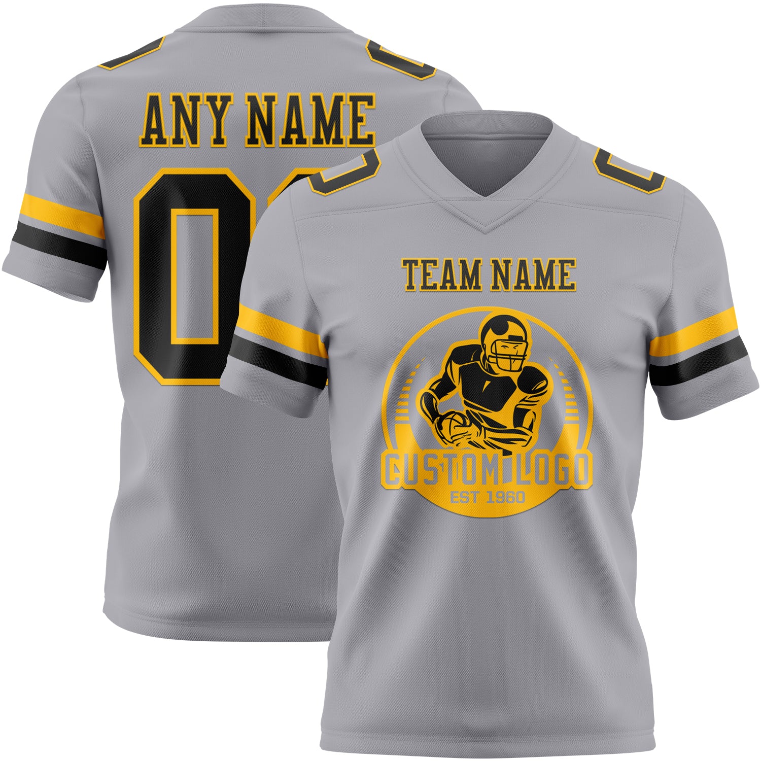 Custom Gray Black-Gold Authentic Football Jersey - Image 2