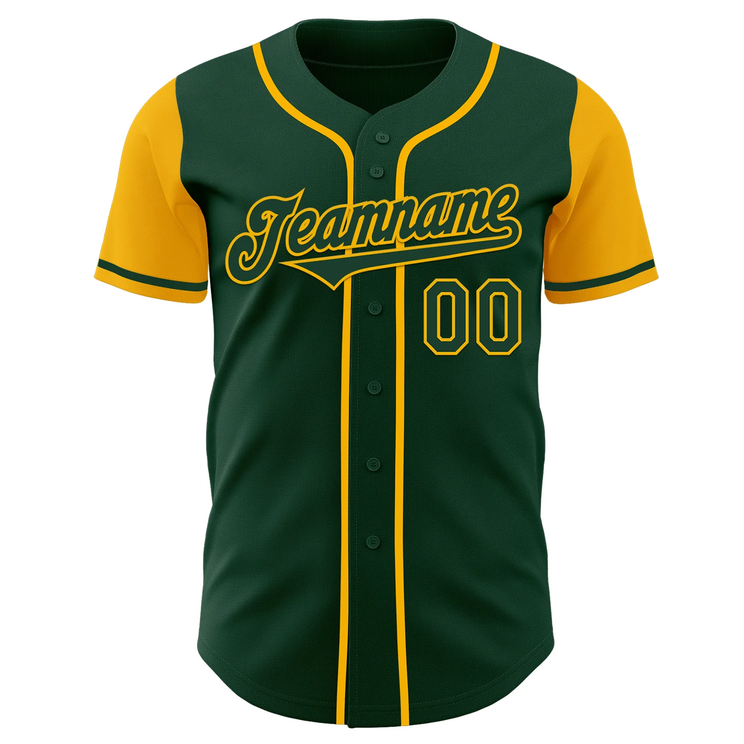 Custom Green Gold Authentic Two Tone Baseball Jersey - Image 2