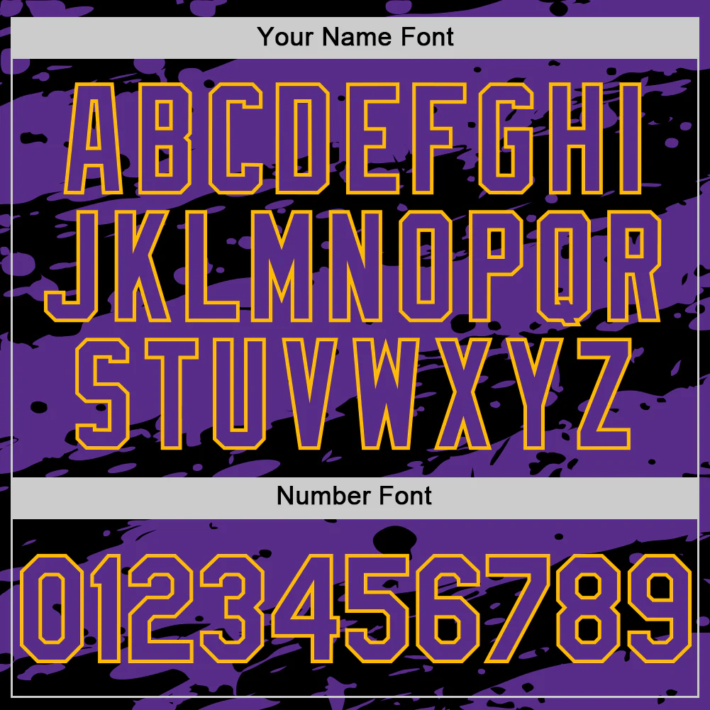 Custom Black Purple-Gold Splash 3D Pattern Design Bomber Full-Snap Varsity Letterman Hoodie Jacket - Image 6