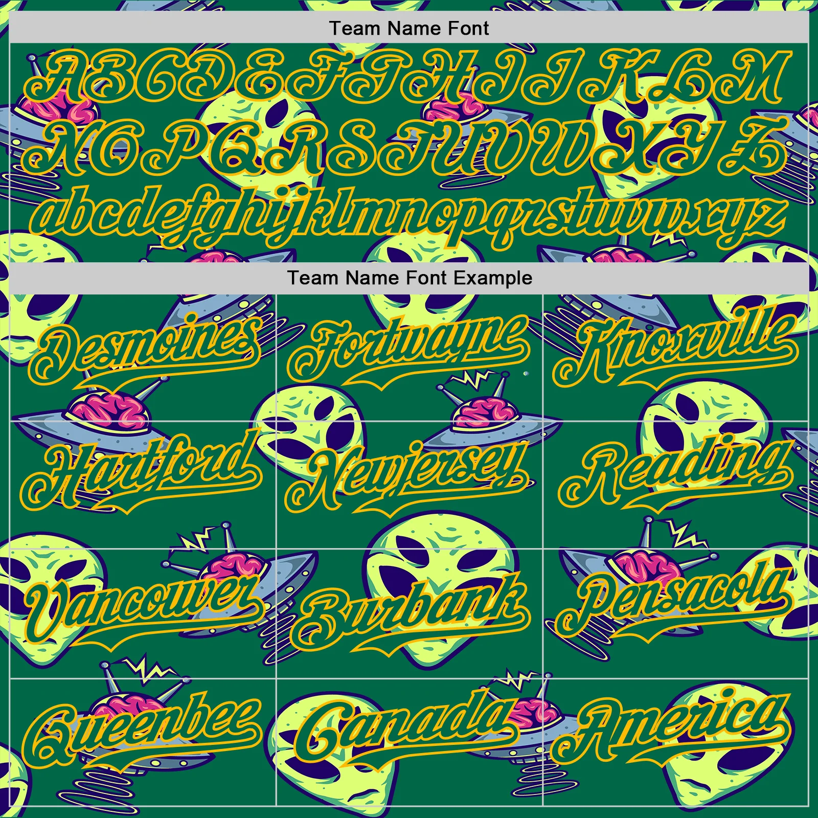 Custom Kelly Green Gold Alien UFO Space Authentic Baseball Jersey - Image 4