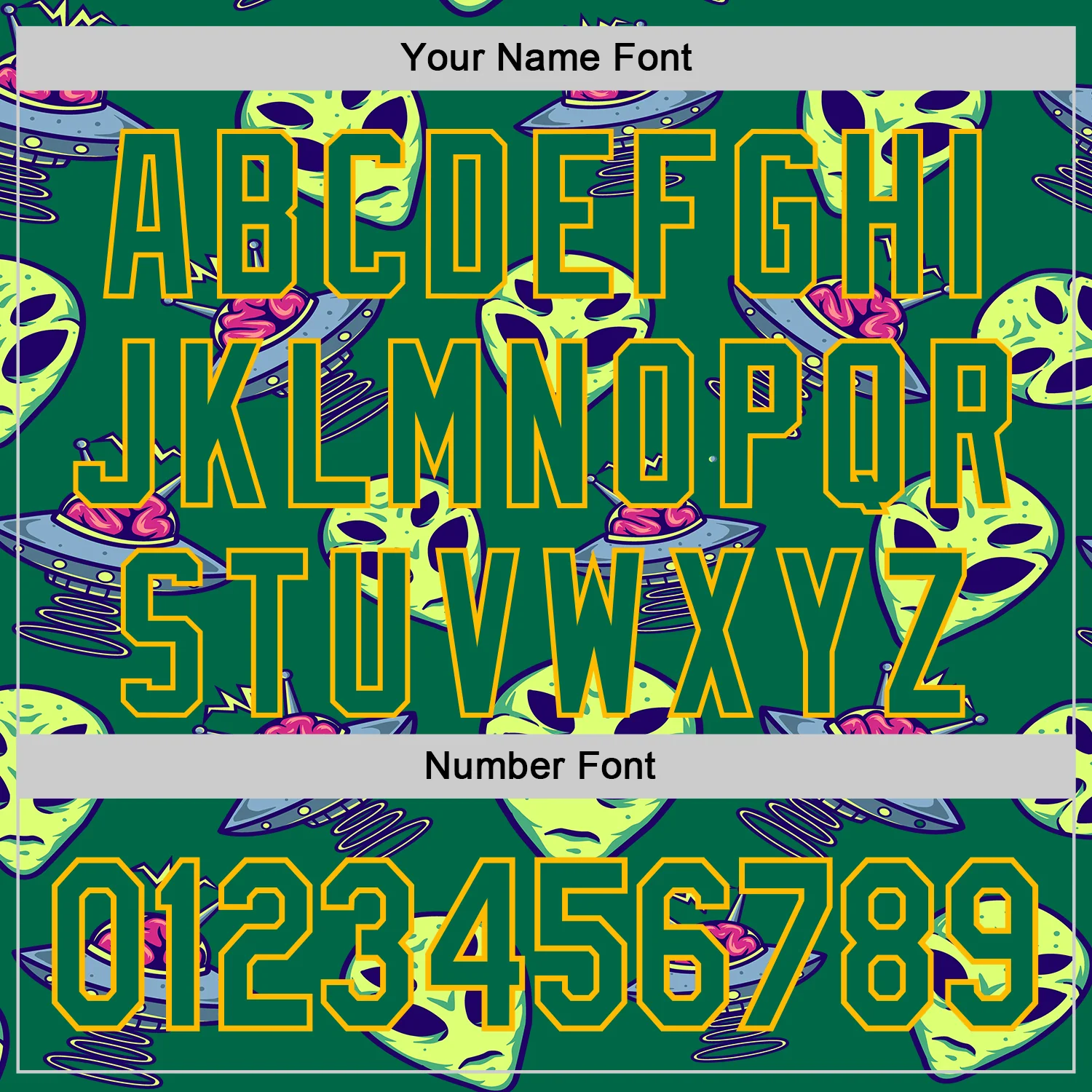 Custom Kelly Green Gold Alien UFO Space Authentic Baseball Jersey - Image 5
