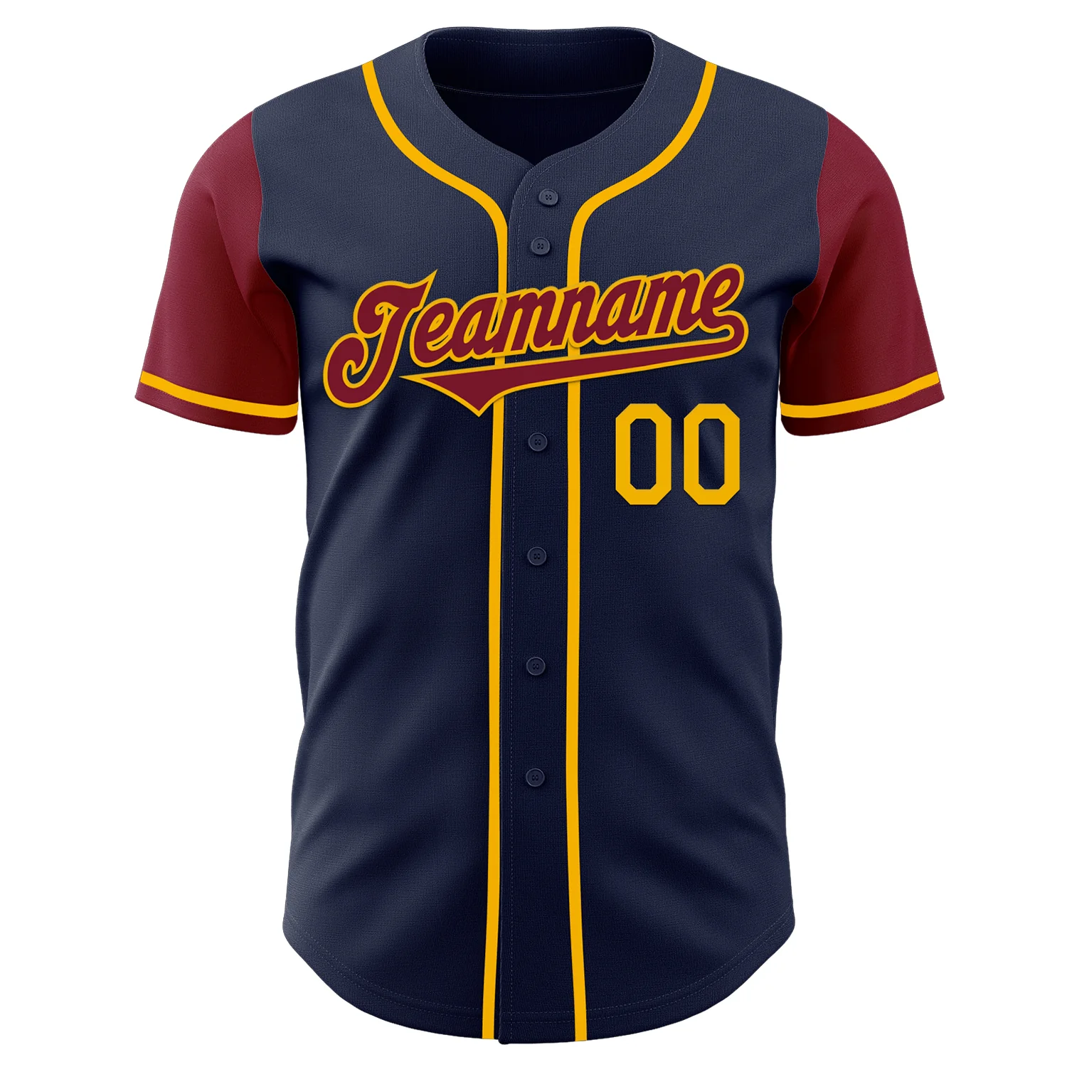Custom Navy Crimson-Gold Authentic Two Tone Baseball Jersey - Image 2