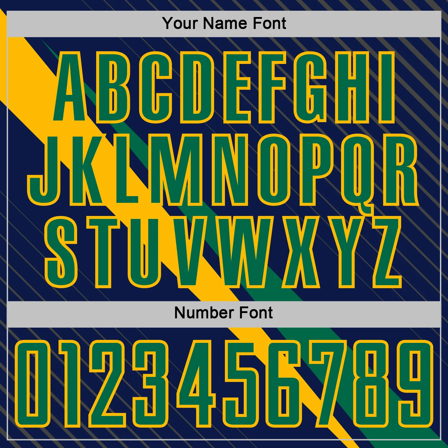 Custom Navy Kelly Green-Gold Diagonal Stripes Sports Sublimation Soccer Uniform Jersey - Image 6