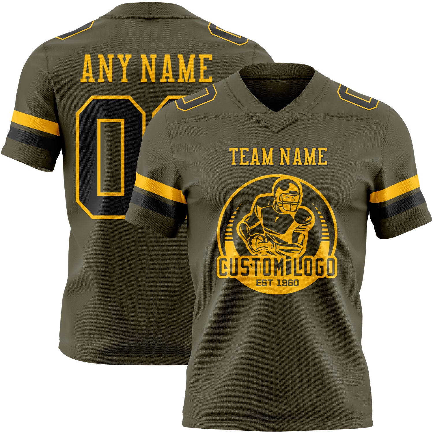 Custom Olive Black-Gold Authentic Salute To Service Football Jersey - Image 2