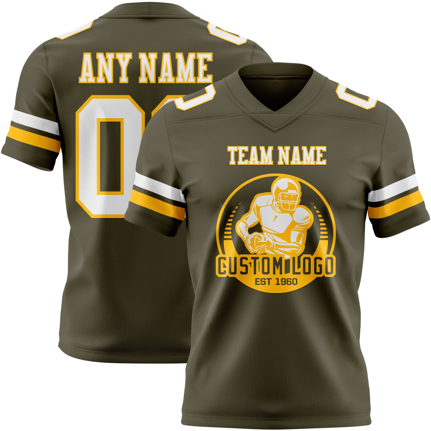 Custom Olive White-Gold Authentic Salute To Service Football Jersey - Image 2