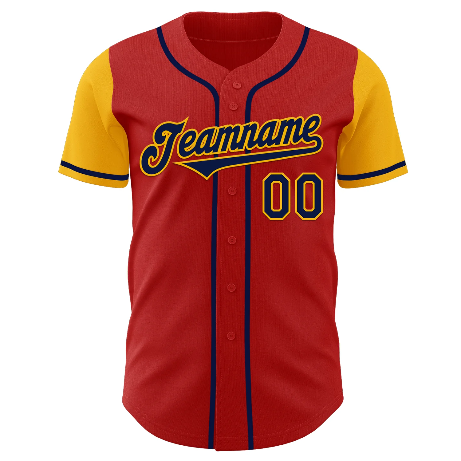 Custom Red Navy-Gold Authentic Two Tone Baseball Jersey - Image 2