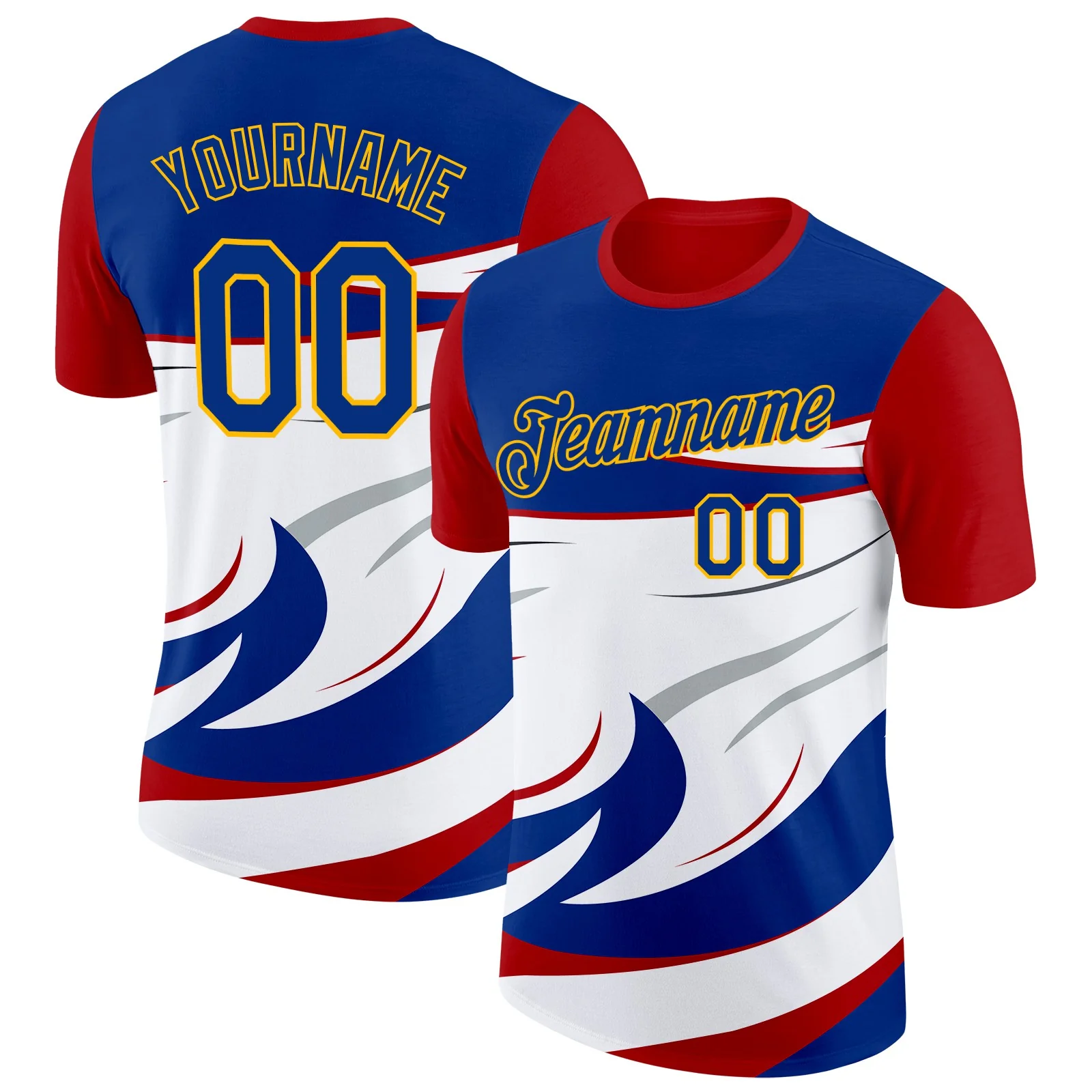Custom Red Royal Gold White-Gray France Soccer Jersey Performance T-Shirt