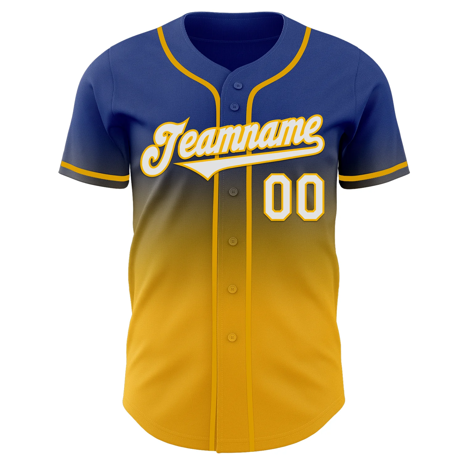 Custom Royal White-Gold Authentic Fade Fashion Baseball Jersey - Image 2