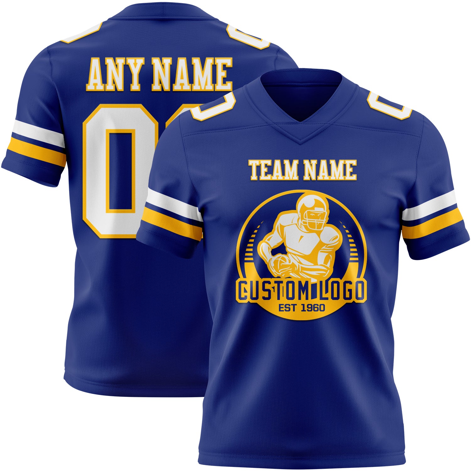 Custom Royal White-Gold Authentic Football Jersey - Image 2