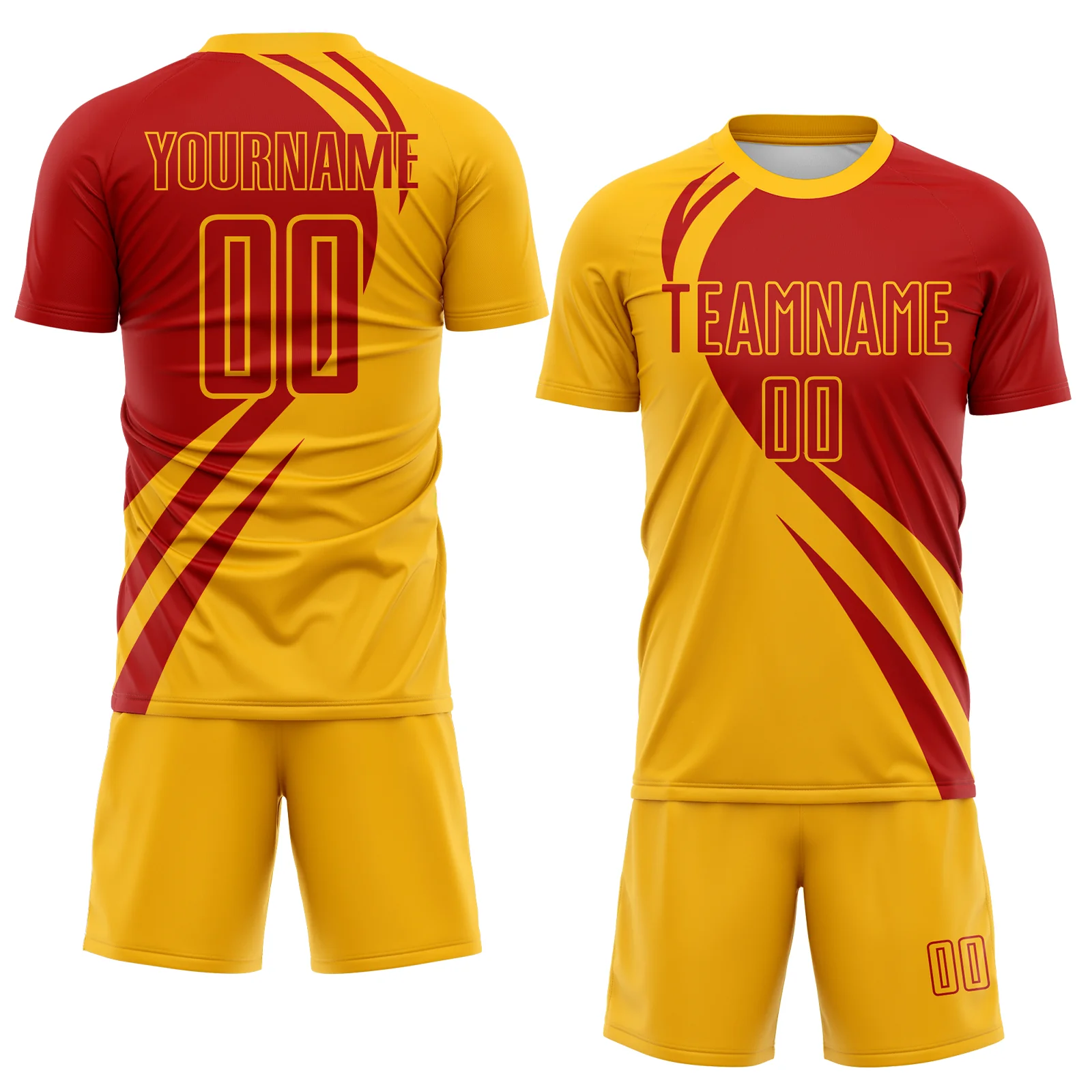 Custom Navy Red Diagonal Streamline Color Block Swirl Curve Lines Sublimation Soccer Uniform Jersey - Image 2