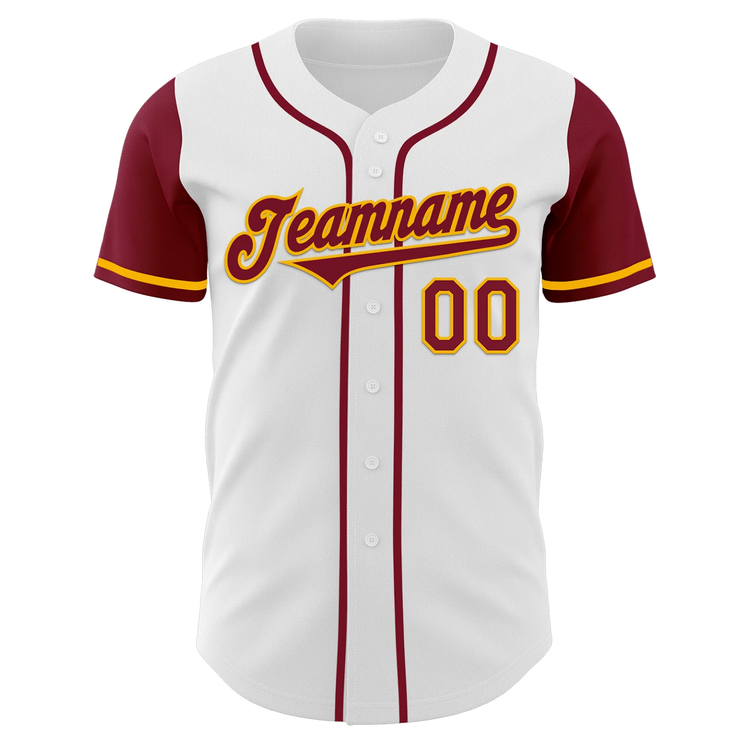 Custom White Crimson-Gold Authentic Two Tone Baseball Jersey - Image 2