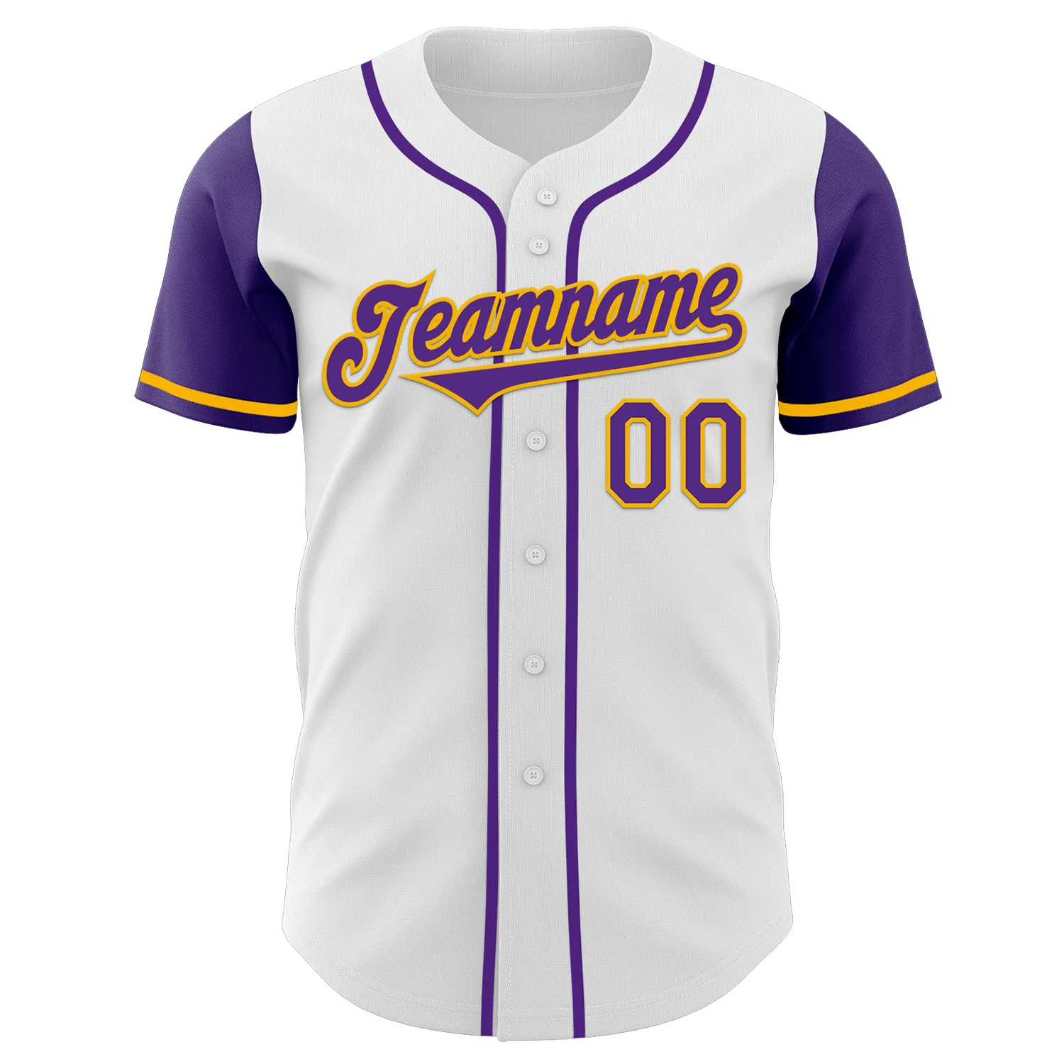 Custom White Purple-Gold Authentic Two Tone Baseball Jersey - Image 2