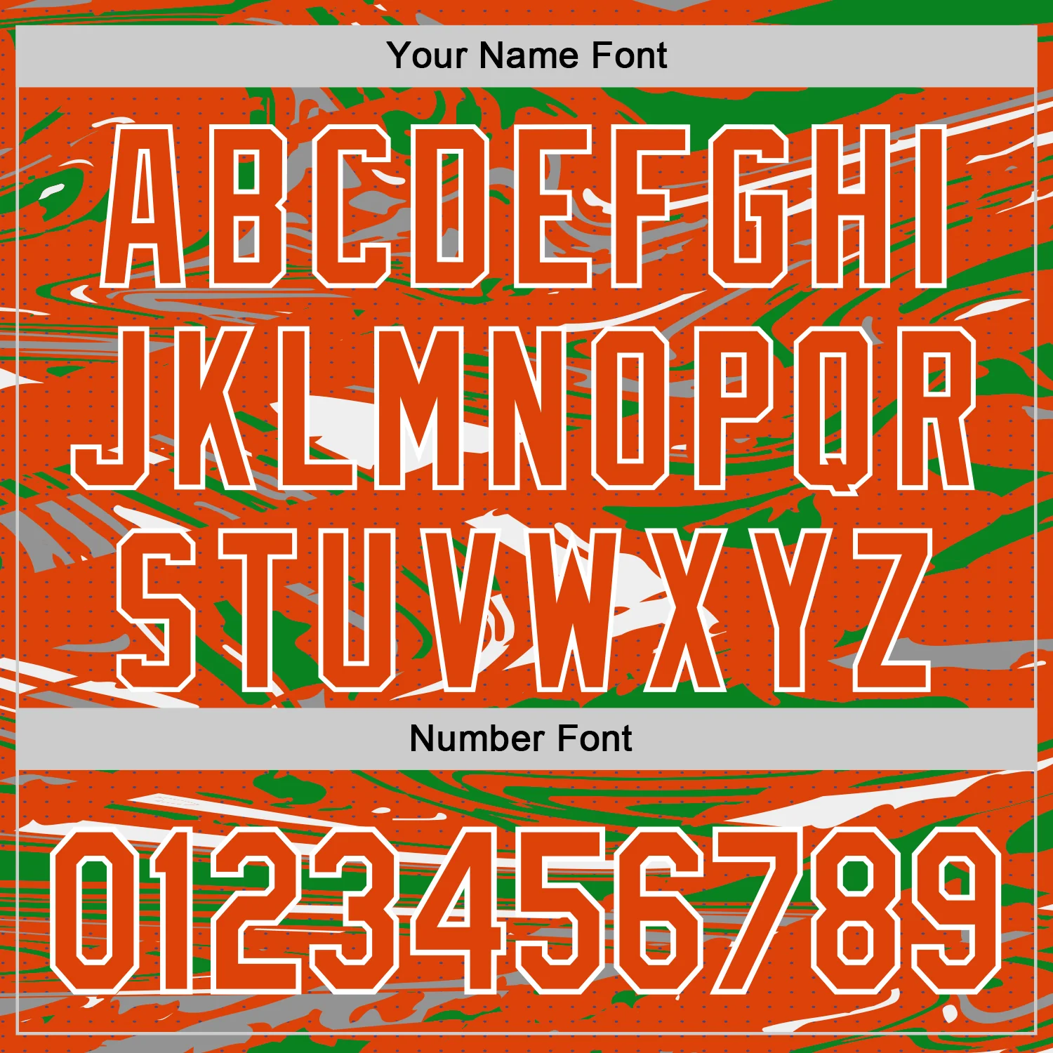 Custom Figure Orange Grass Green-White Fluid Pattern Bomber Full-Snap Varsity Letterman Hoodie Jacket - Image 6