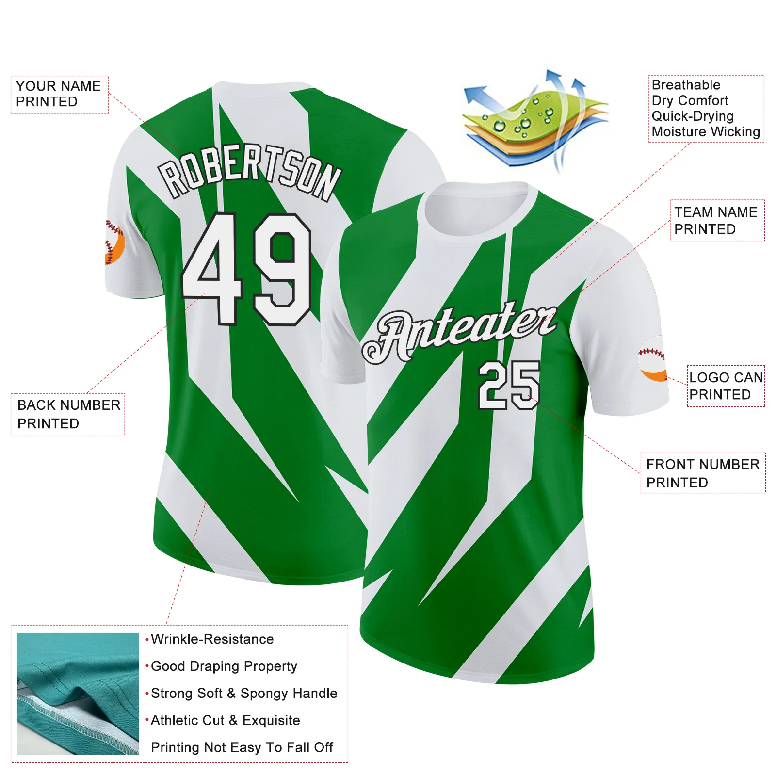 Custom White Grass Green-Black 3D Esports Performance T-Shirt - Image 2