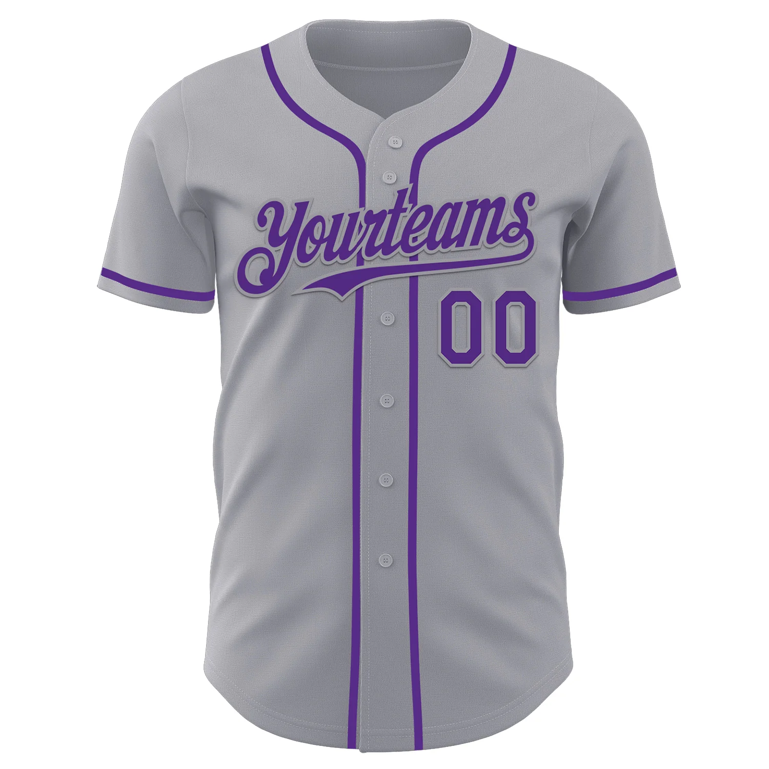 Custom Gray Purple Authentic Baseball Jersey - Image 2