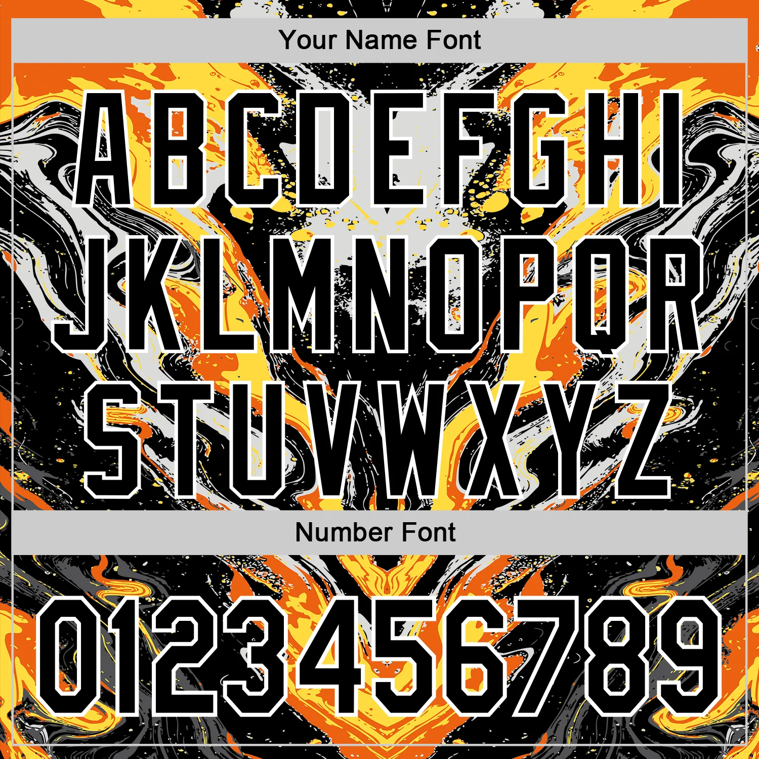 Custom Black Gray Orange Yellow-White 3D Pattern Design Rave Party Marble Lava Authentic Baseball Jersey - Image 5