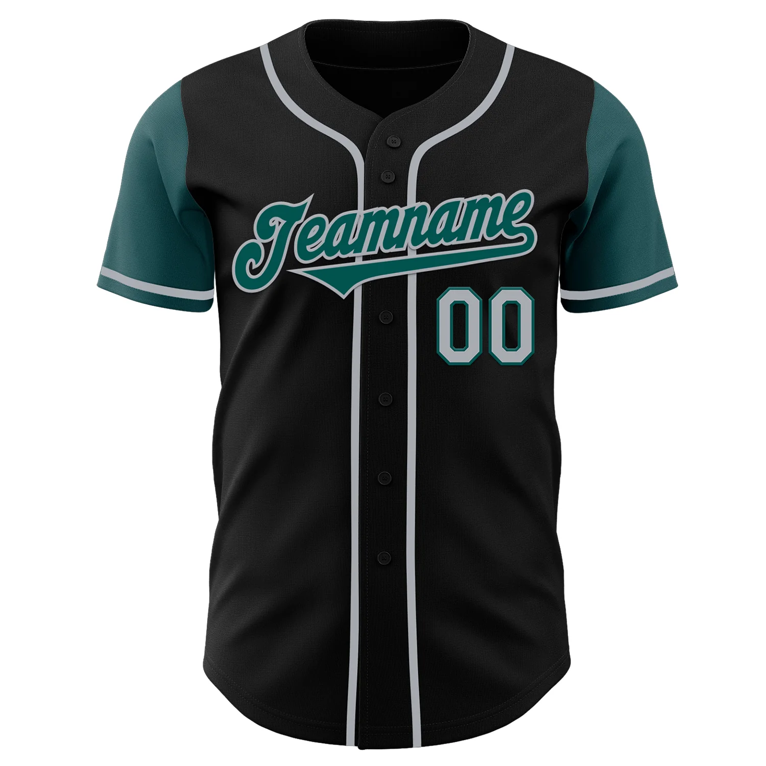Custom Black Midnight Green-Gray Authentic Two Tone Baseball Jersey - Image 2