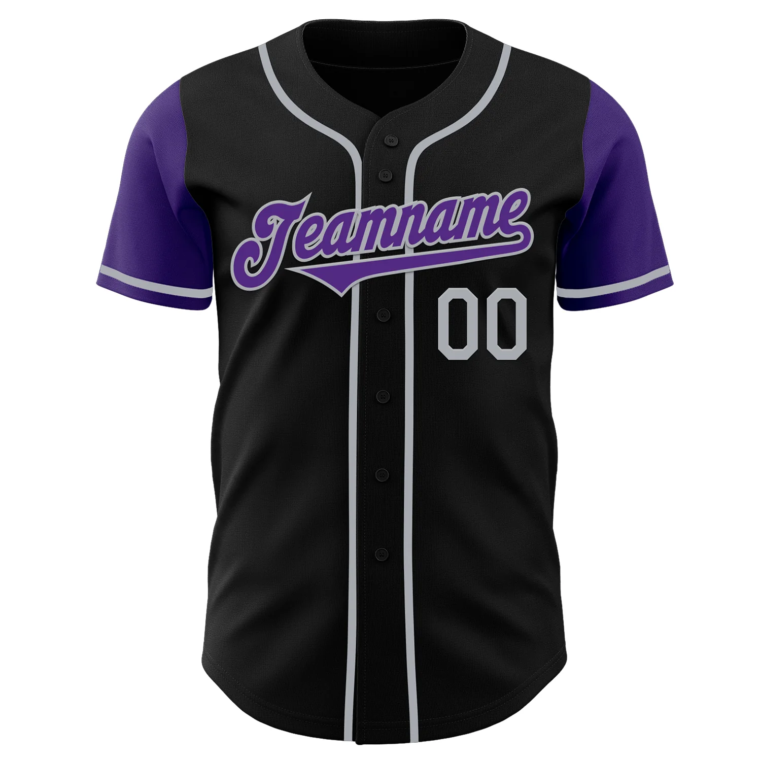 Custom Black Purple-Gray Authentic Two Tone Baseball Jersey - Image 2
