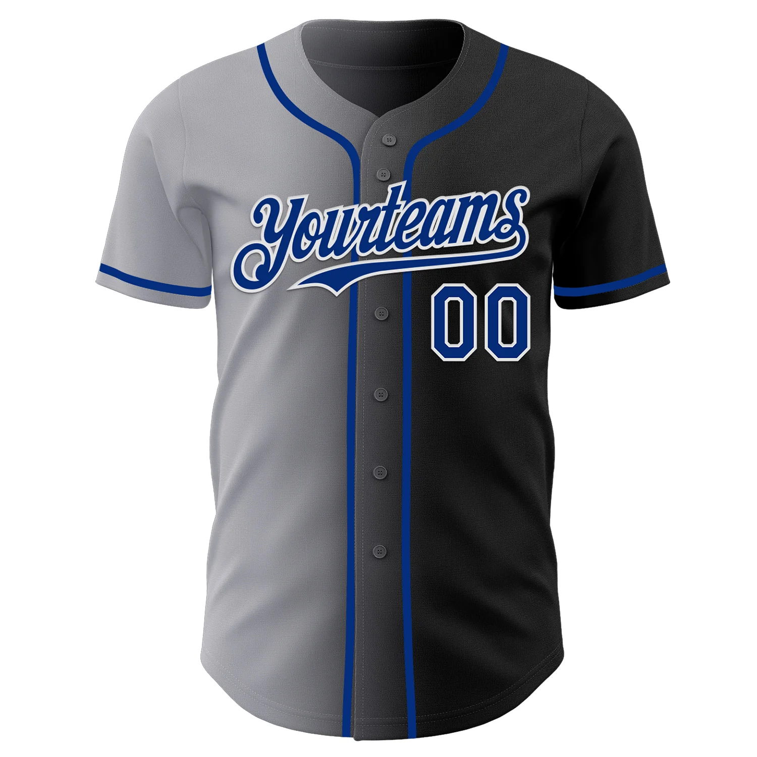 Custom Black Royal Gray-White Authentic Gradient Fashion Baseball Jersey - Image 2