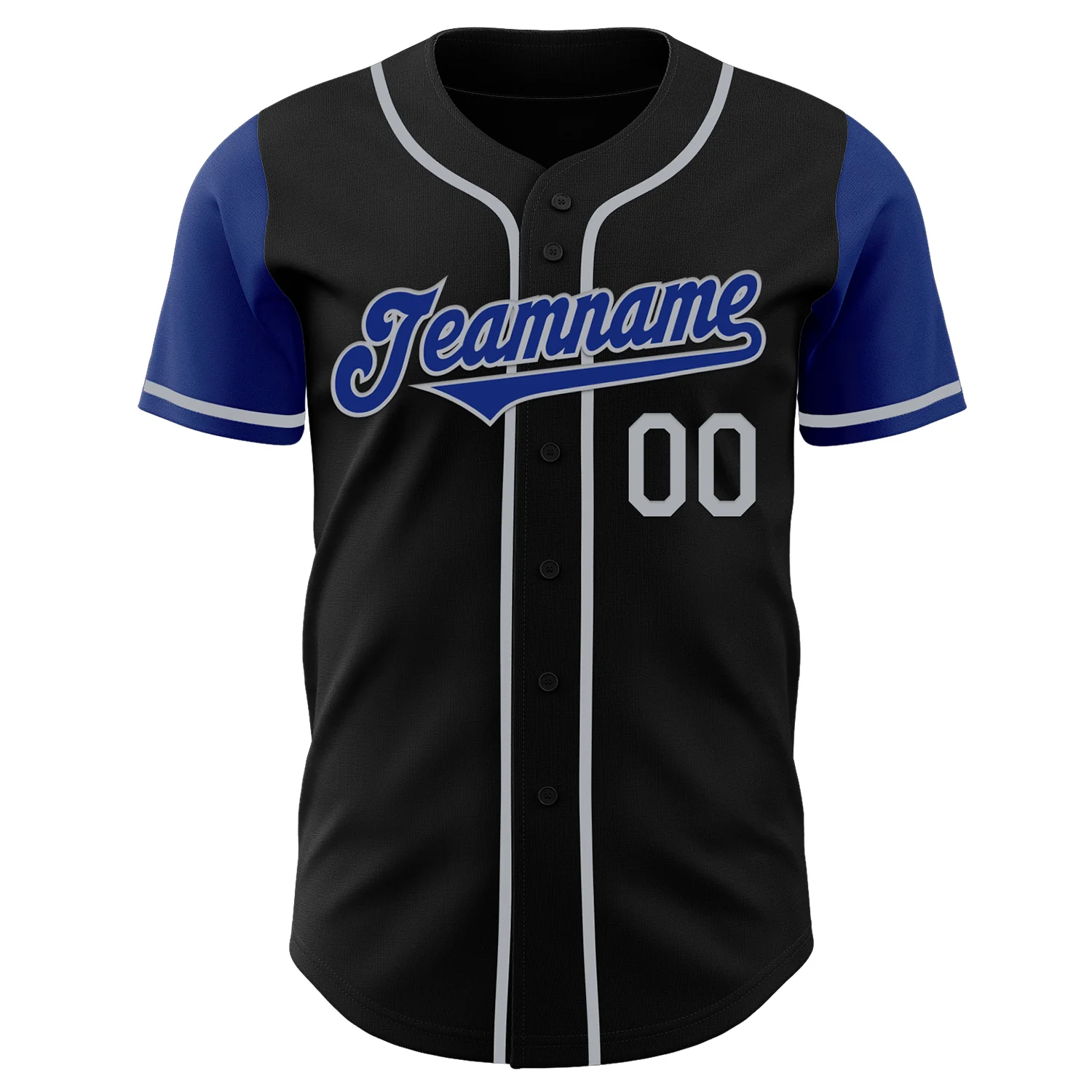 Custom Black Royal-Gray Authentic Two Tone Baseball Jersey - Image 2