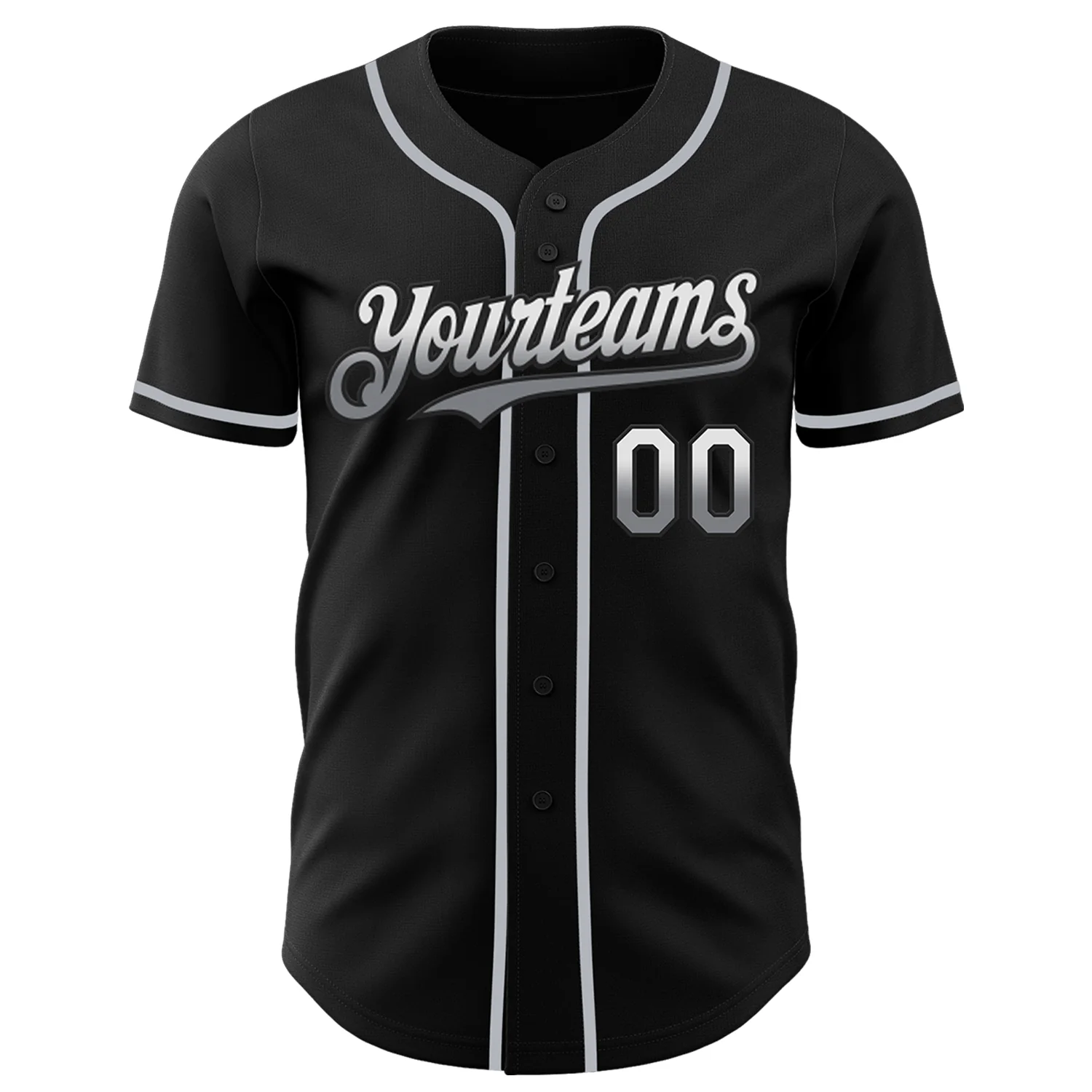 Custom Black White-Gray Authentic Fade Fashion Baseball Jersey - Image 2