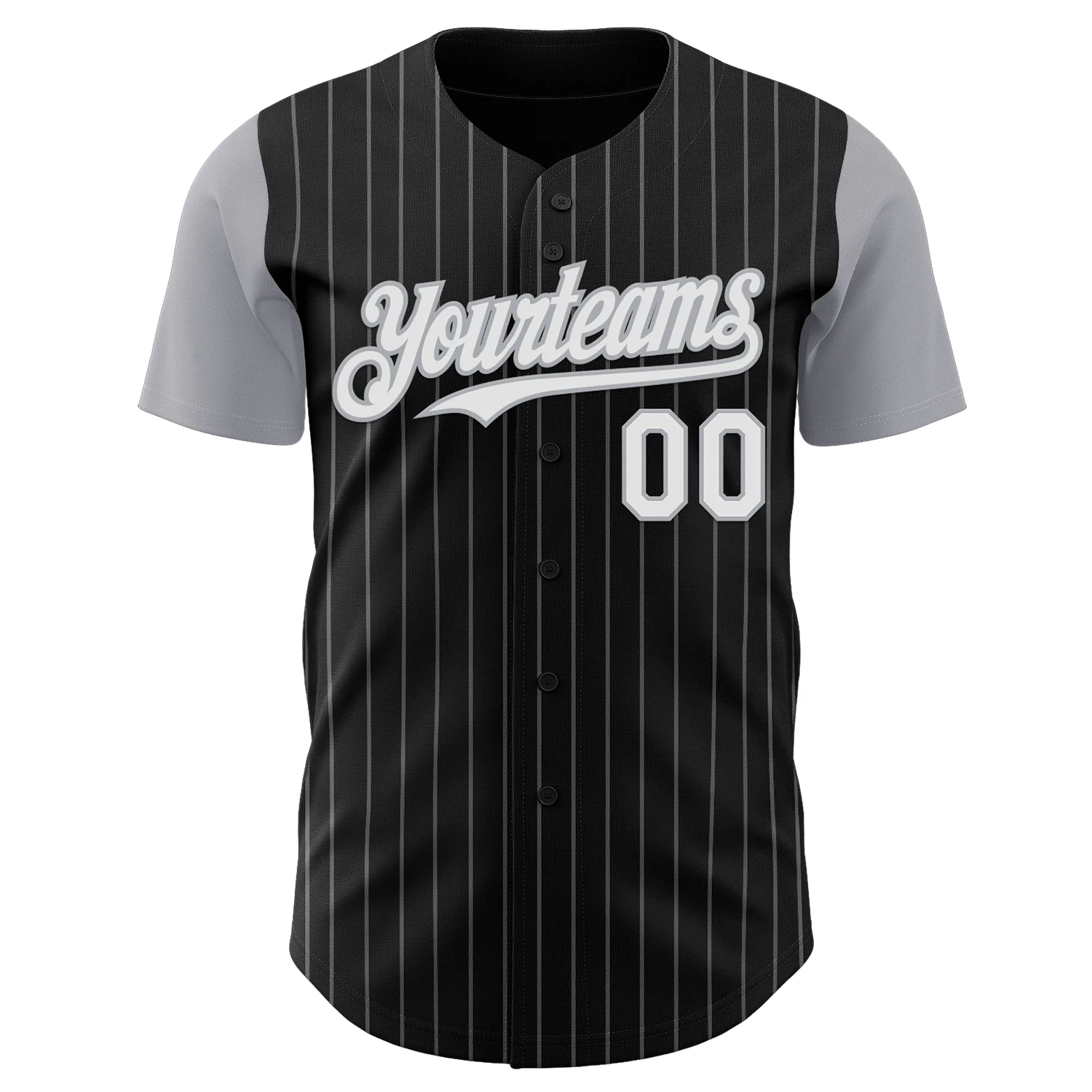 Custom Black Gray Pinstripe White Authentic Two Tone Baseball Jersey - Image 2